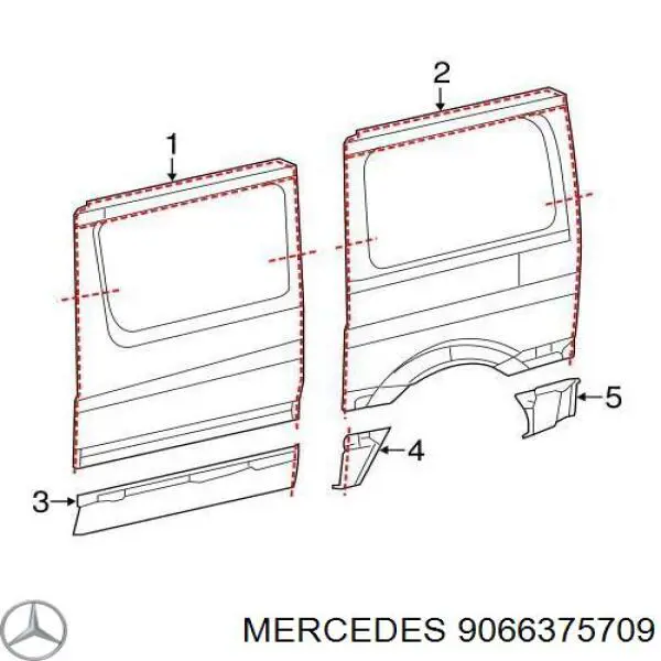 A9066375709 Mercedes боковина кузова правая
