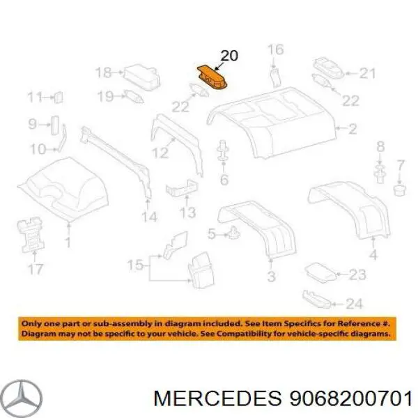 9068200701 Mercedes плафон освещения салона (кабины задний)