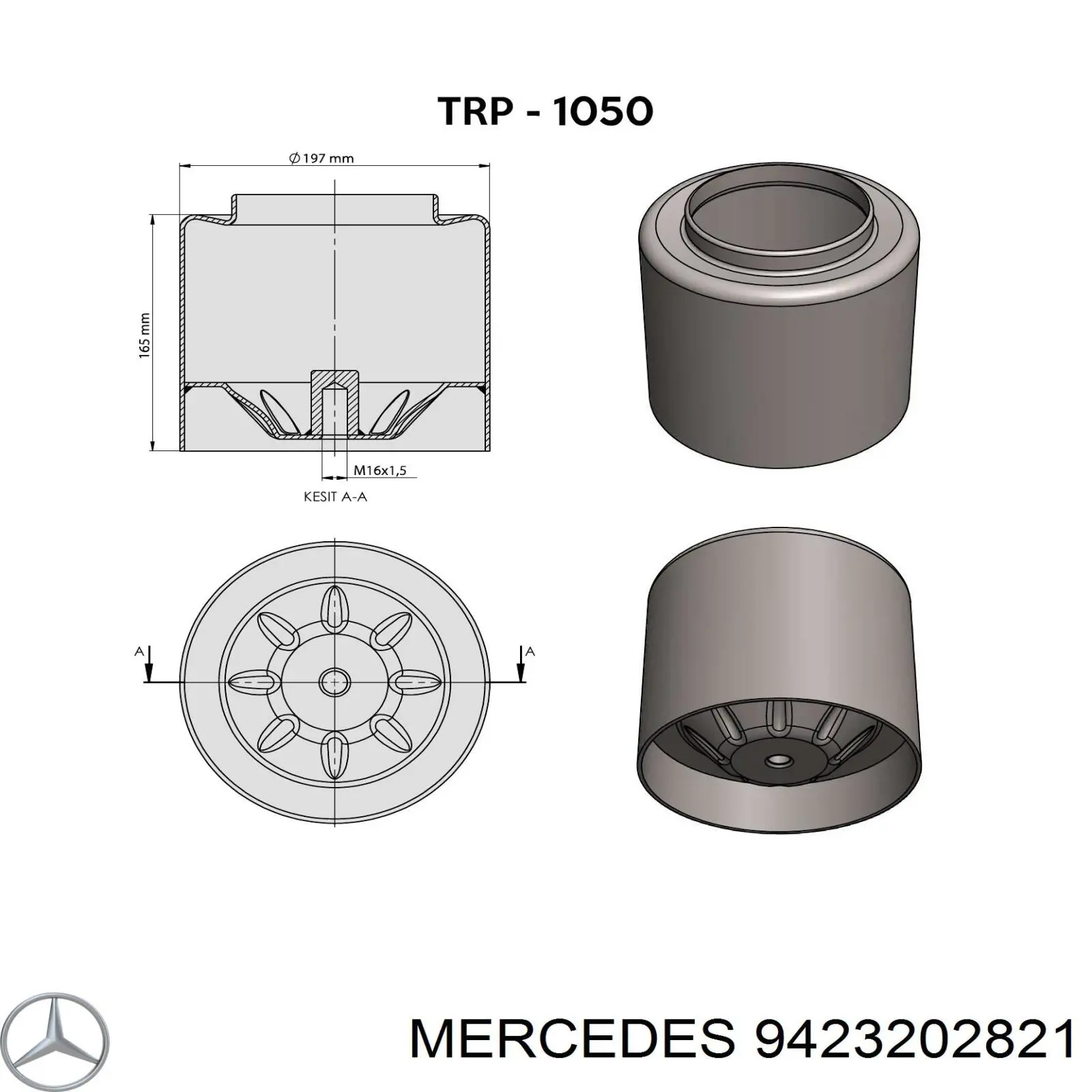 Пневмоподушка (пневморессора) моста 9423202821 Mercedes