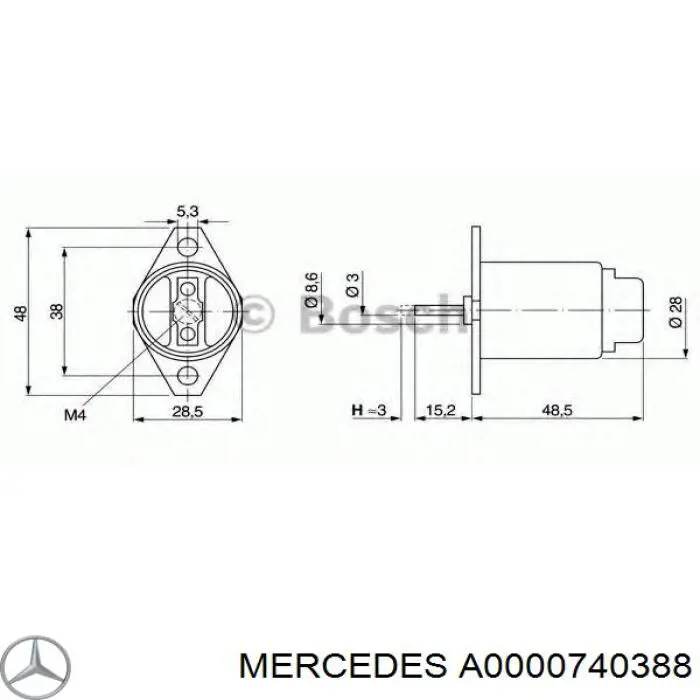 Втягивающее Mercedes A0000740388 цена, от 420.28 USD