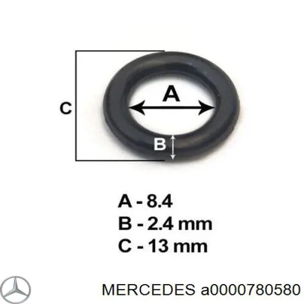 Кольцо уплотнительное штуцера обратного шланга форсунки Mercedes A0000780580