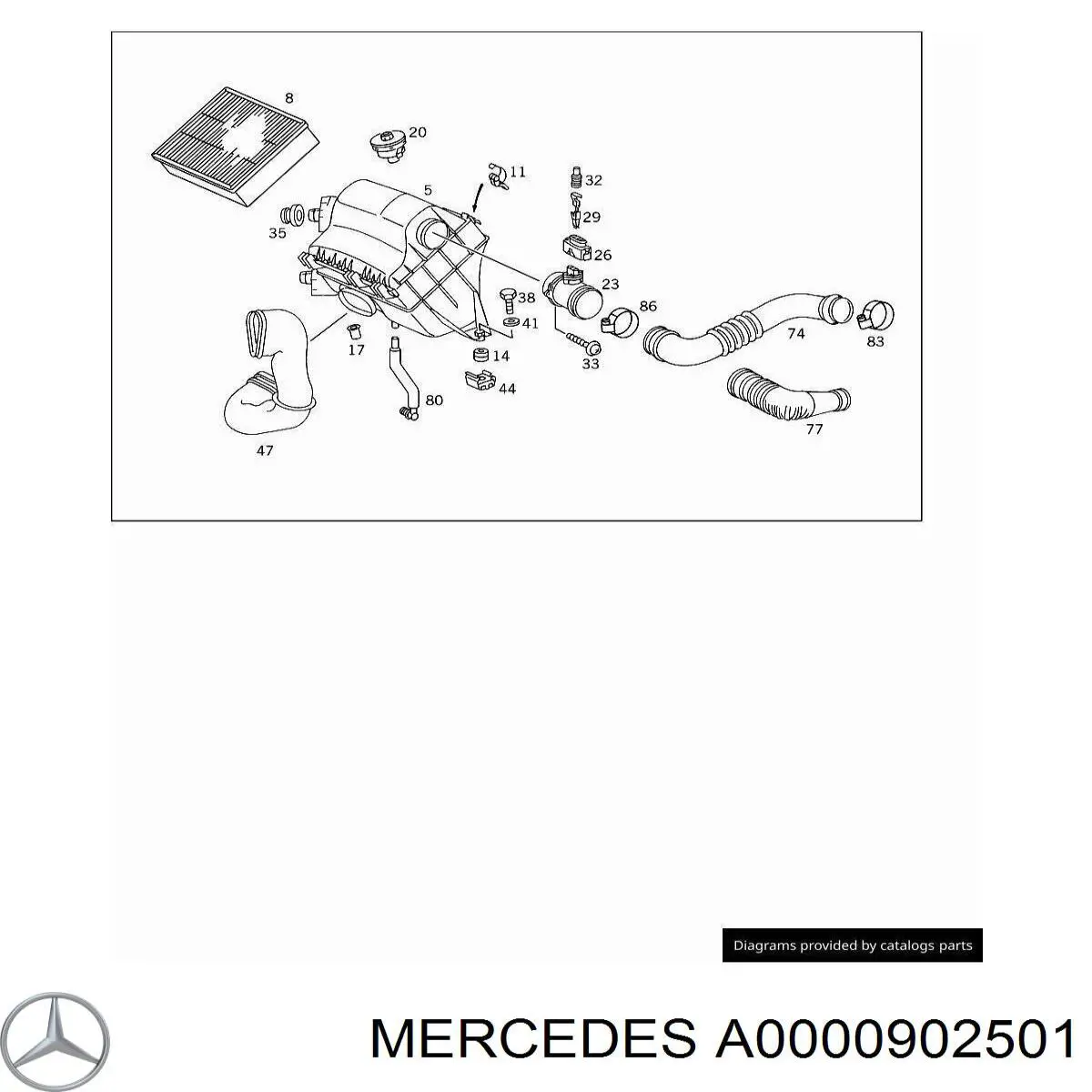 A0000902501 Mercedes корпус воздушного фильтра