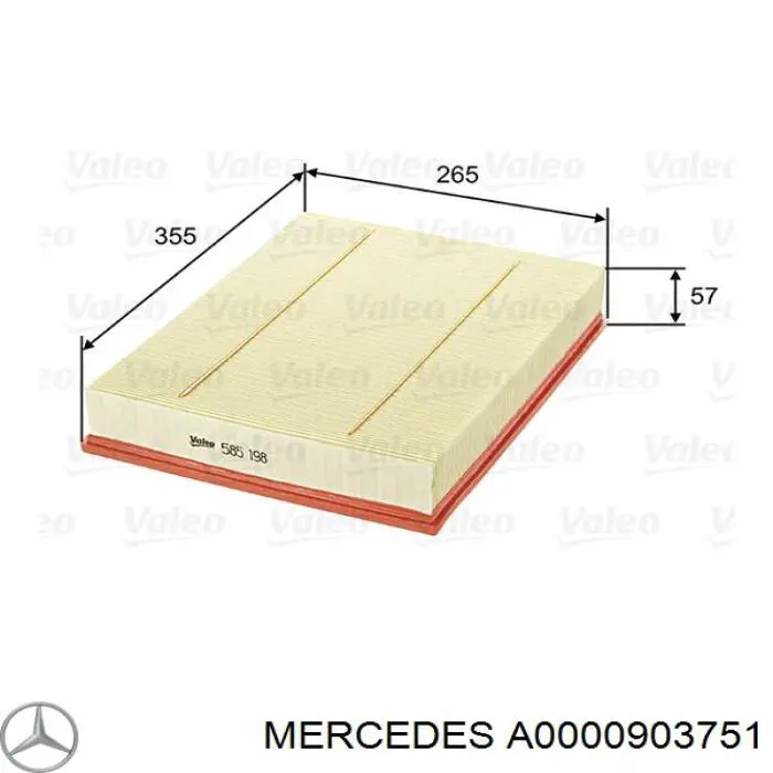 Купить A0000903751 Mercedes Автомобильный фильтр воздуха