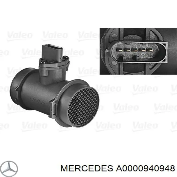 Compre A0000940948 Mercedes Sensor de fluxo (consumo) de ar, medidor de consumo M.A.F. - (Mass Airflow)