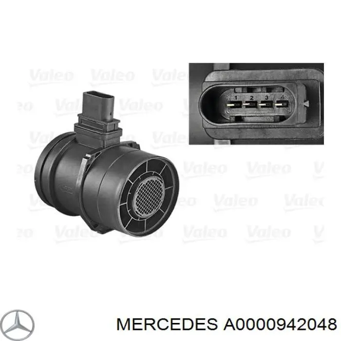 A0000942048 Mercedes sensor de fluxo (consumo de ar, medidor de consumo M.A.F. - (Mass Airflow))