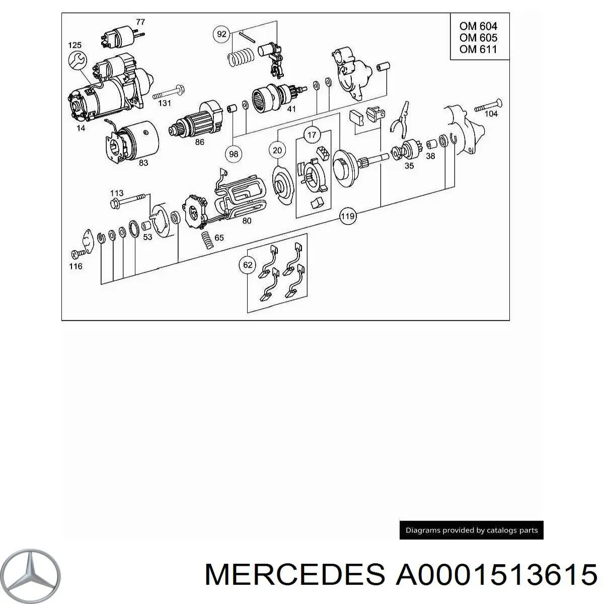 A0001513615 Mercedes ремкомплект стартера