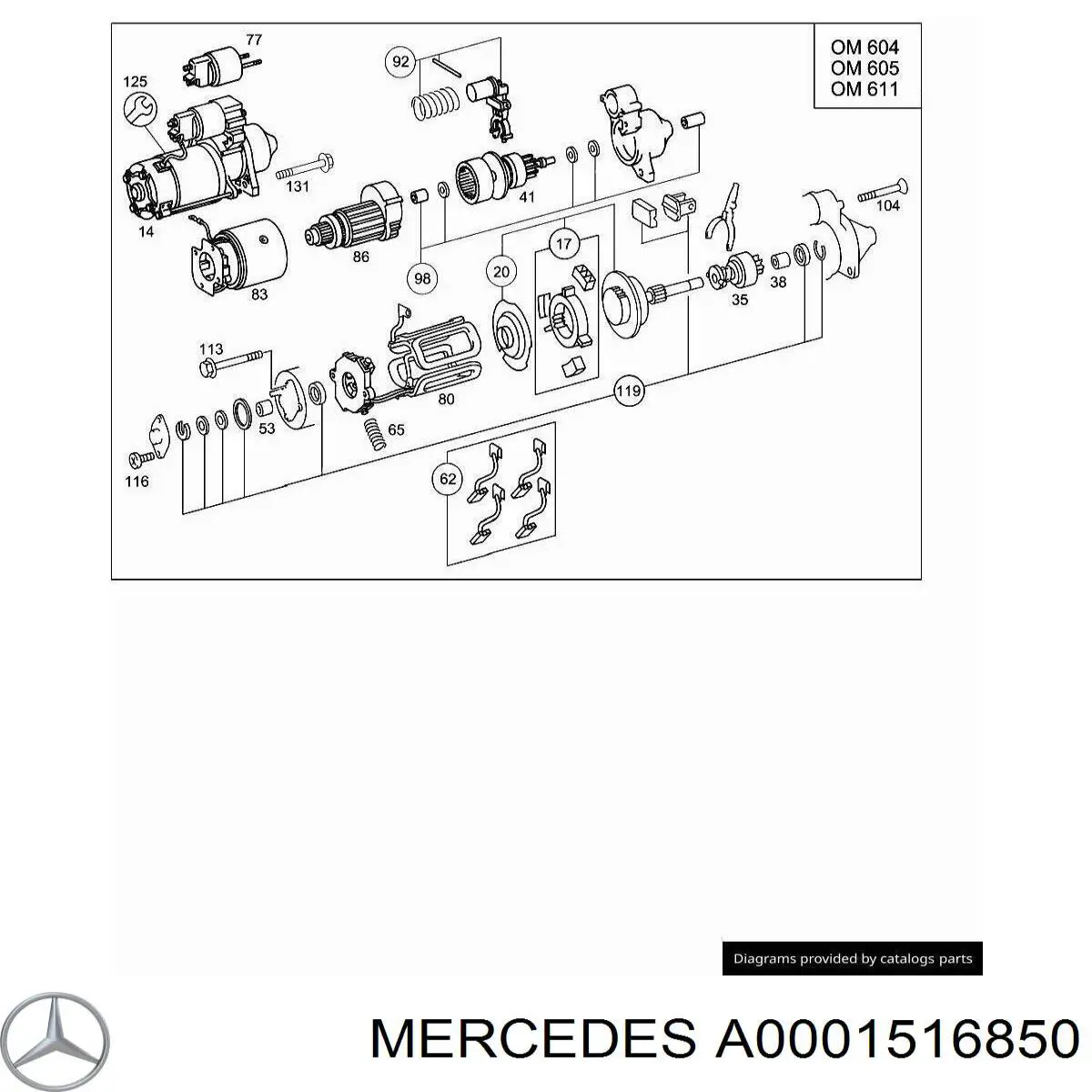 A0001516850 Mercedes втулка стартера