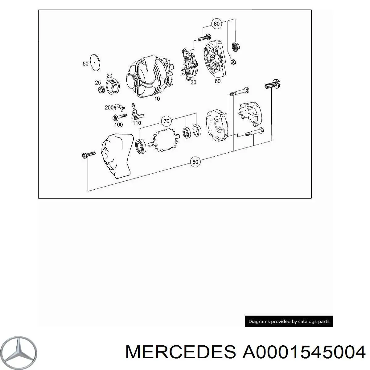 A0001545004 Mercedes tampa traseira do gerador