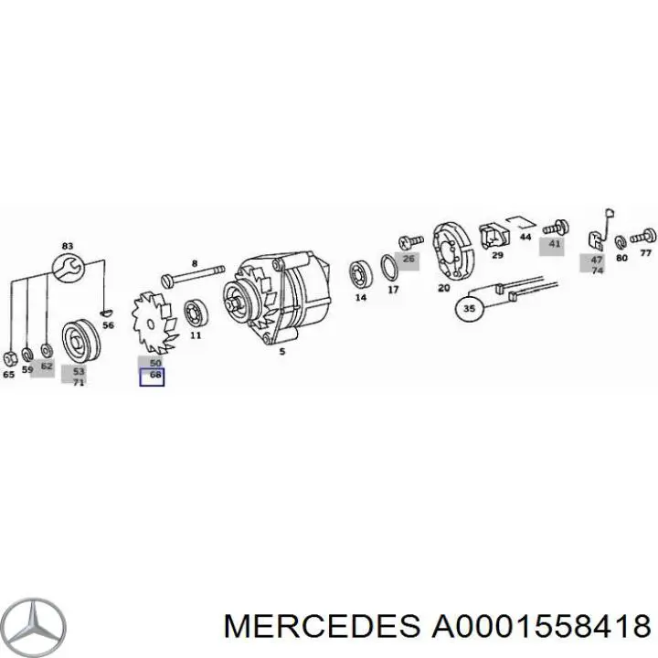 Инерционный шкив Mercedes A0001558418 цена, от 3.09 USD
