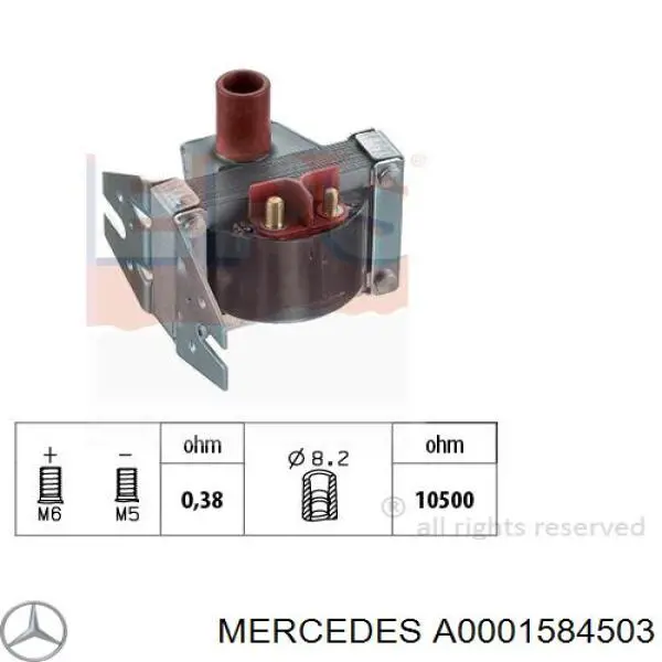 Катушка зажигания A0001584503 Mercedes