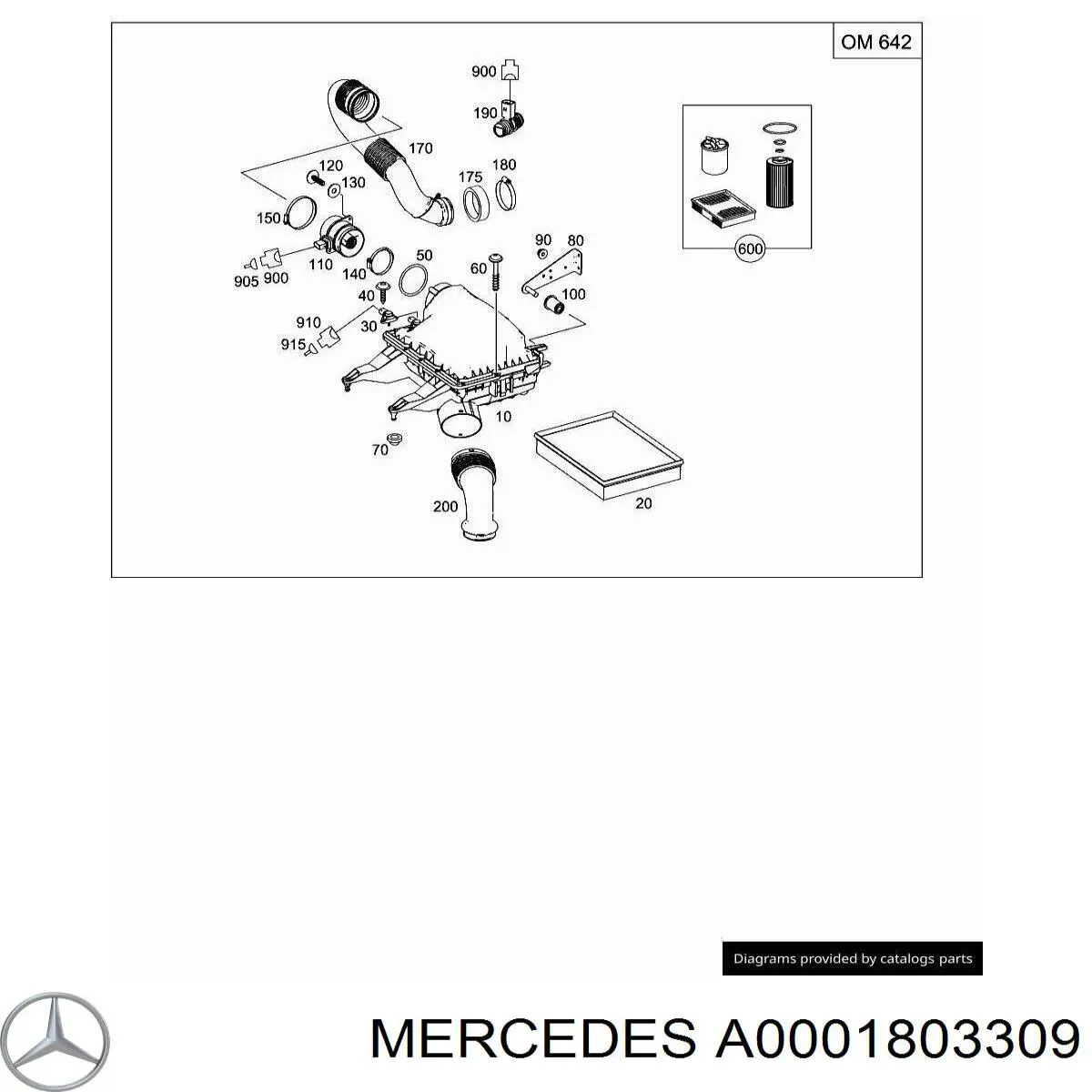 Комплект фильтров на мотор Mercedes A0001803309