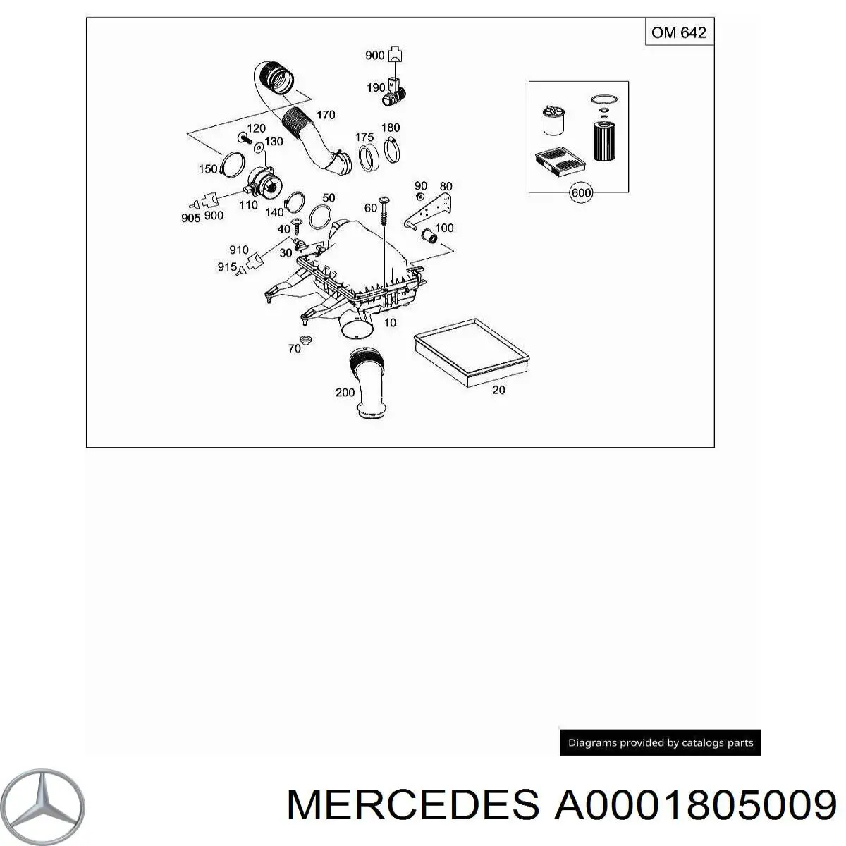 Комплект фильтров на мотор A0001805009 Mercedes