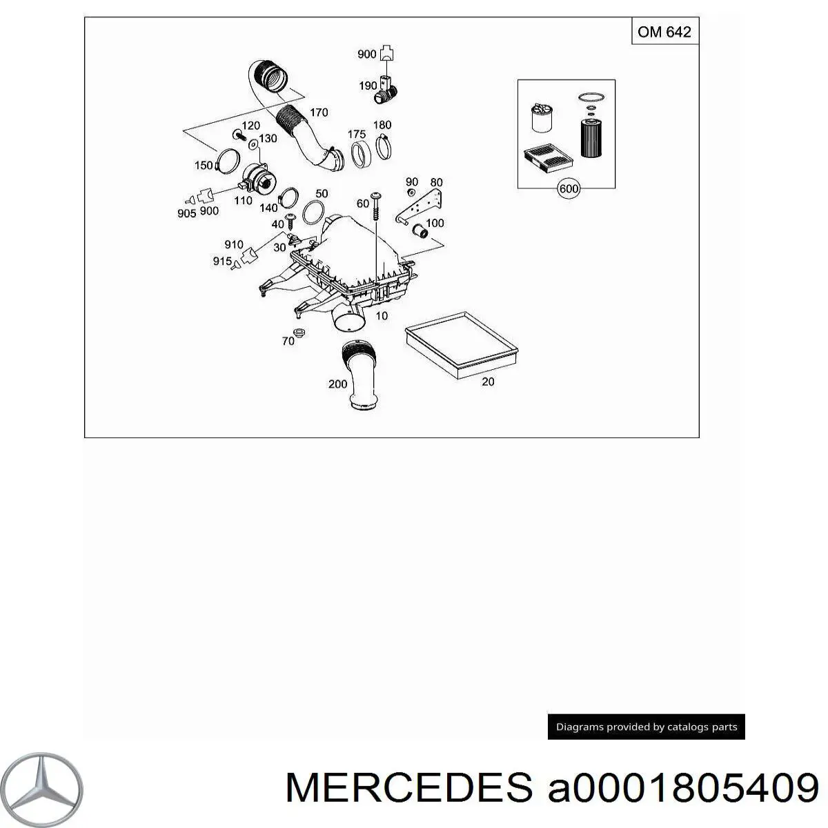 Комплект фильтров на мотор Mercedes A0001805409