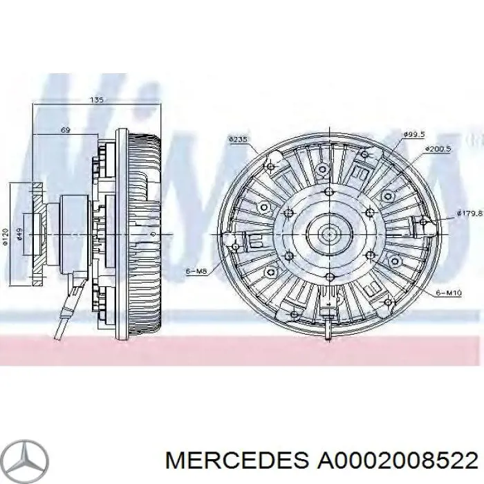 Вискомуфта вентилятора A0002008522 Mercedes