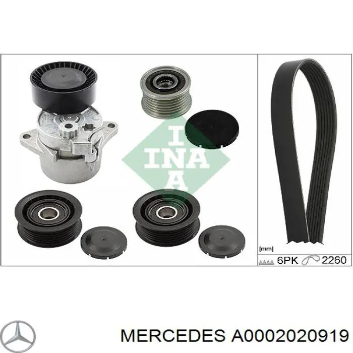 Polea inversión / guía, correa poli V A0002020919 Mercedes