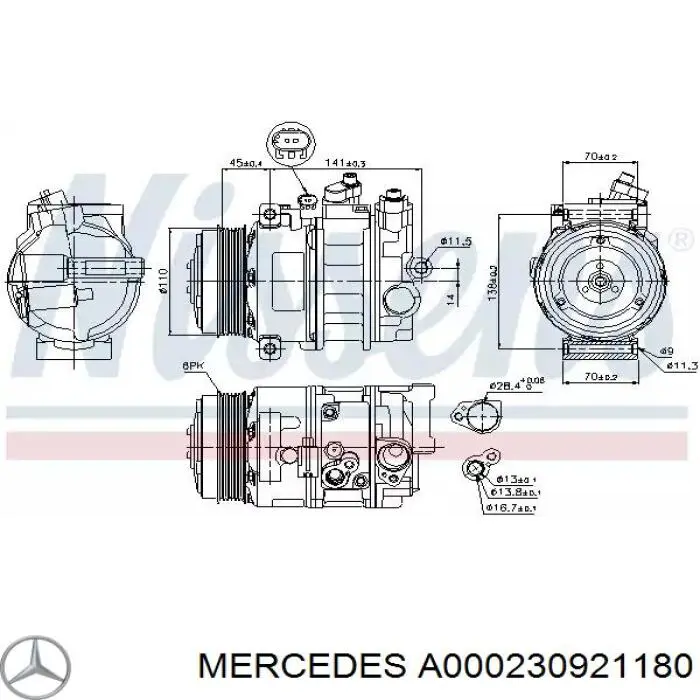 A000230921180 Mercedes компрессор кондиционера