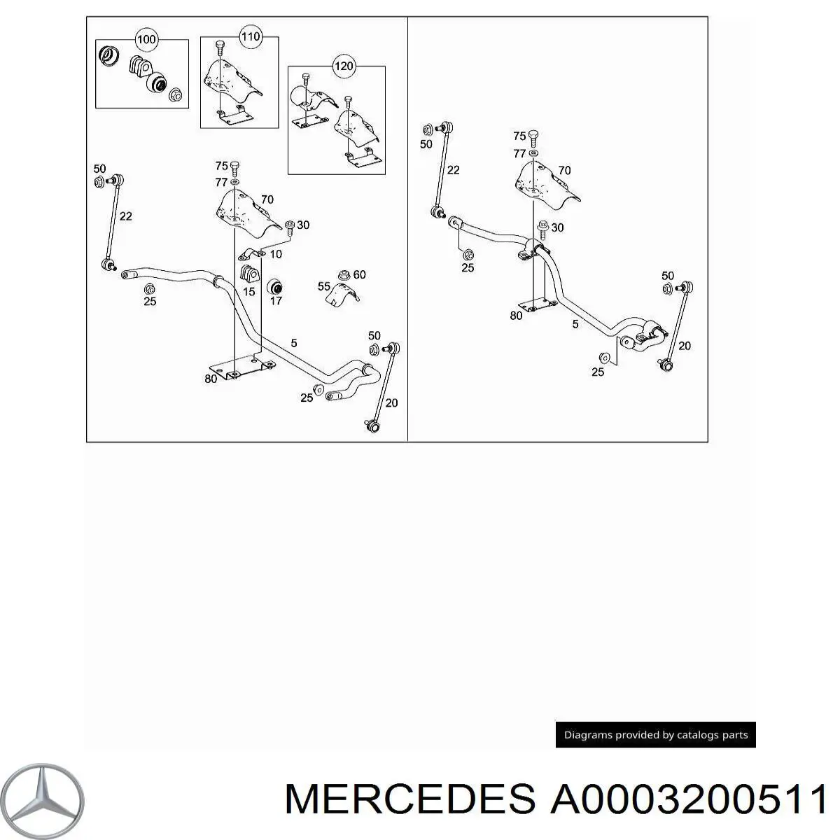 Втулка стабилизатора переднего, комплект MERCEDES 0003200511