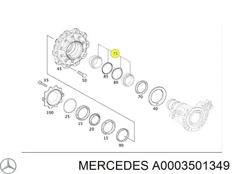 Подшипник задней ступицы A0003501349 Mercedes