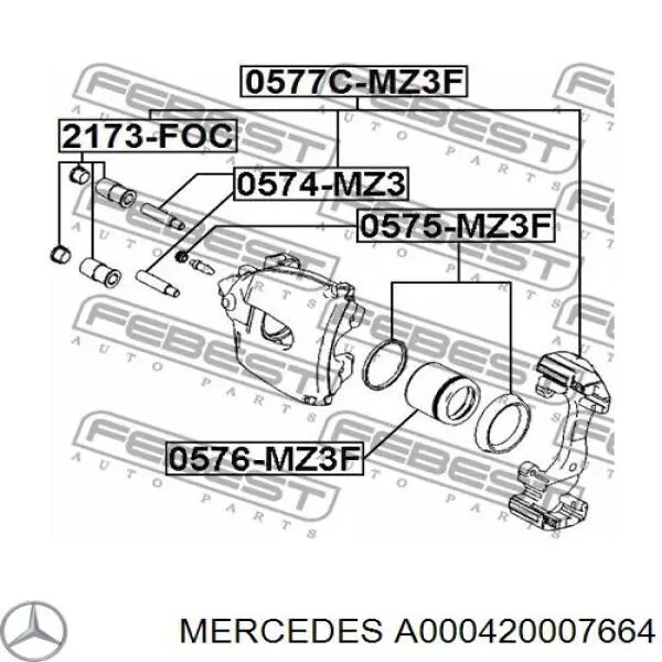 Пильник направляючої супортугальмівного, переднього A000420007664 Mercedes