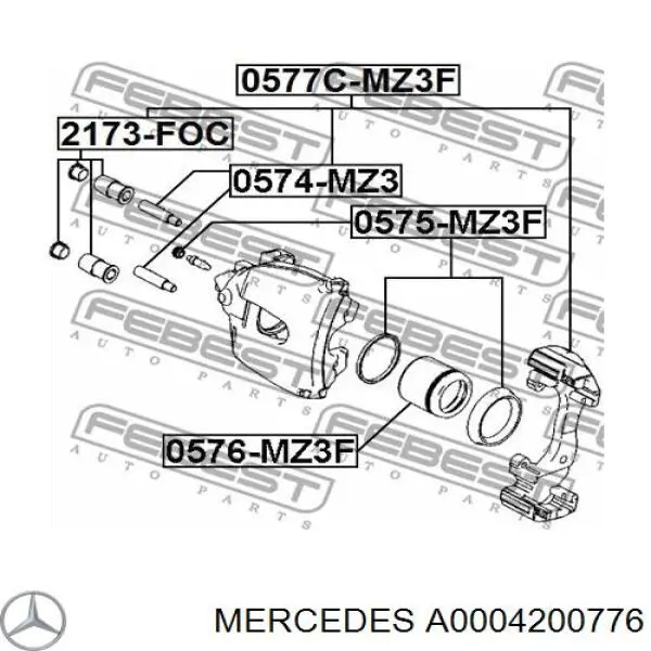 A0004200776 Mercedes bota de proteção de suporte guia do freio dianteiro