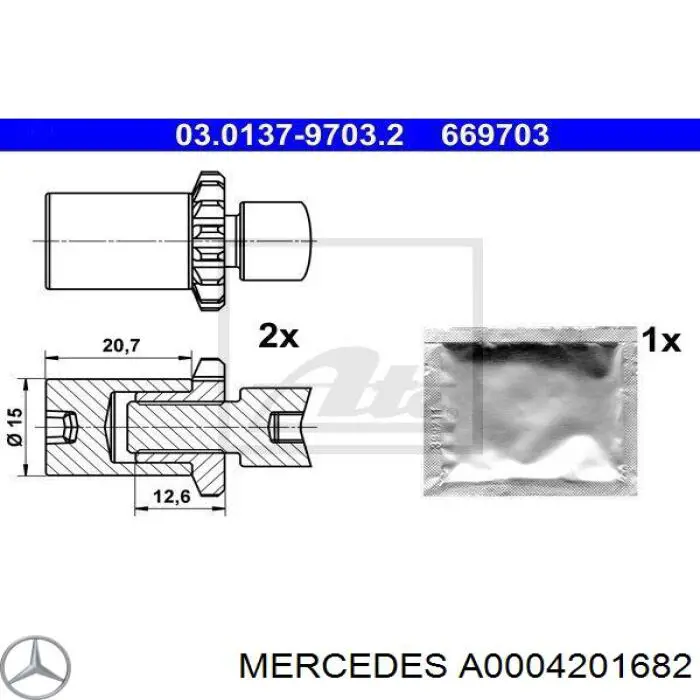 Ремкомплект тормозных колодок Mercedes A0004201682 цена, от 6.93 USD