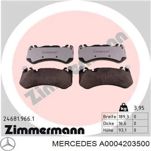 Купить A0084202420 Mercedes Колодки тормозные