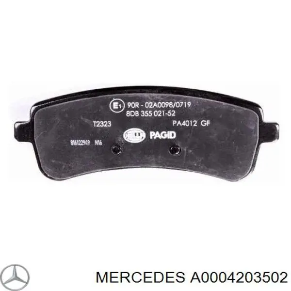 Задние тормозные колодки A0004203502 Mercedes