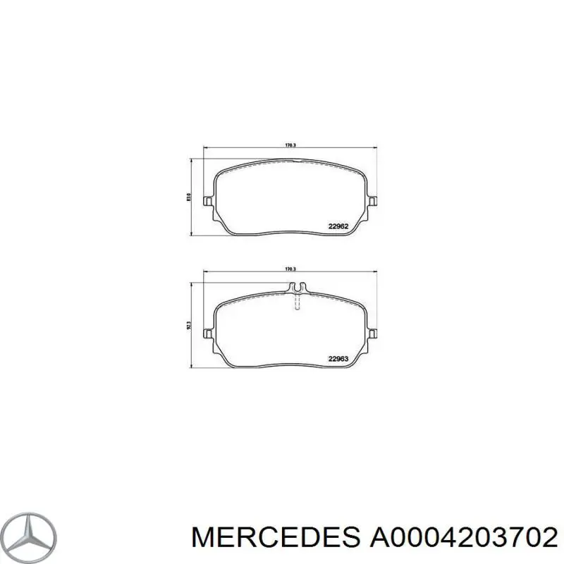 Передние тормозные колодки A0004203702 Mercedes