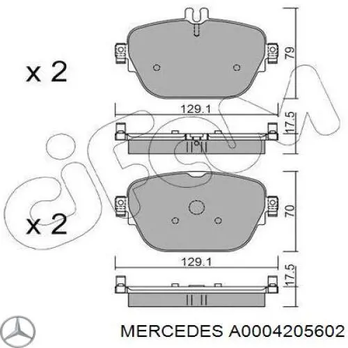 A0004205602 Mercedes Колодки тормозные дисковые комплект