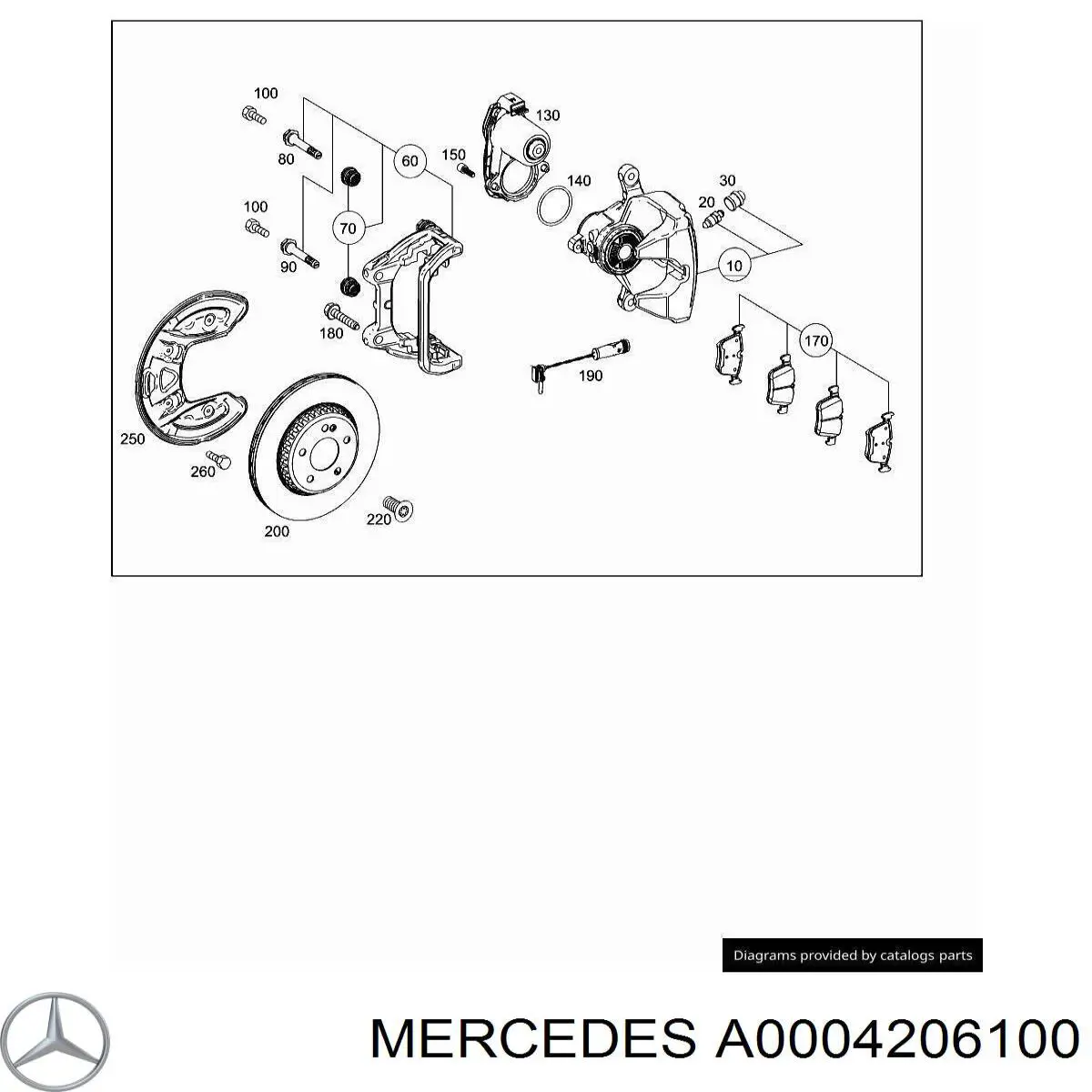 A0004206100 Mercedes sapatas do freio traseiras de disco