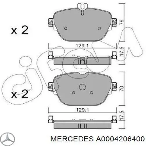 A0004206400 Mercedes Колодки тормозные дисковые комплект