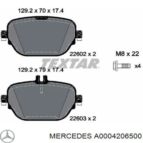 A0004206500 Mercedes sapatas do freio traseiras de disco