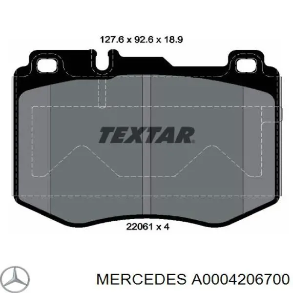 A0004206700 Mercedes колодки тормозные передние дисковые