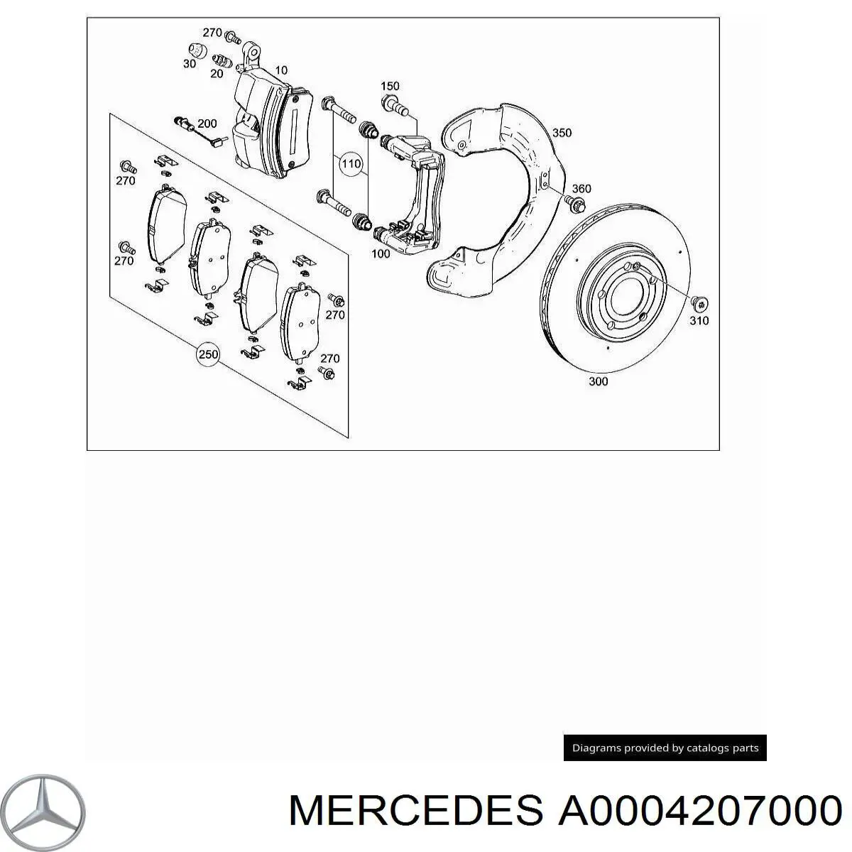 A0004207000 Mercedes sapatas do freio dianteiras de disco