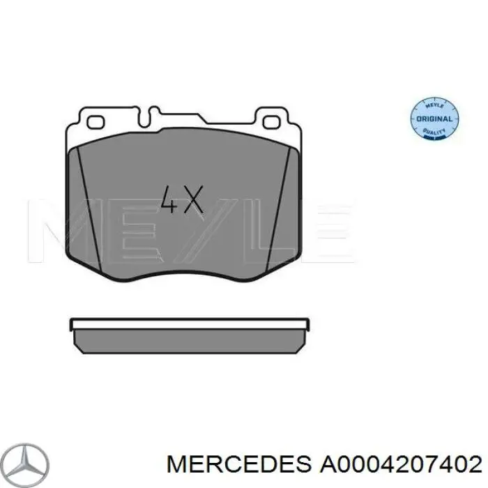 A0004207402 Mercedes колодки тормозные передние дисковые