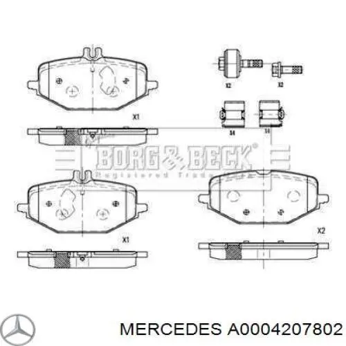 Передние тормозные колодки A0004207802 Mercedes
