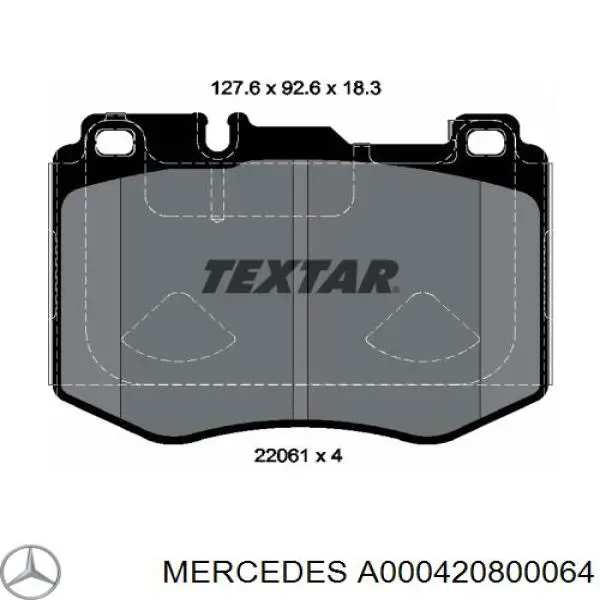 A000420800064 Mercedes колодки тормозные передние дисковые