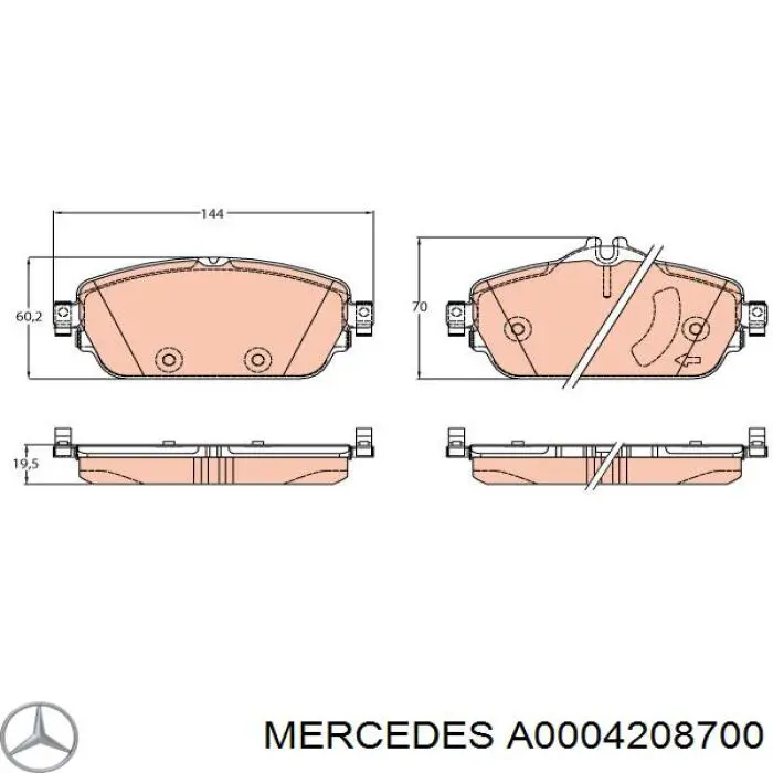 A0004208700 Mercedes sapatas do freio dianteiras de disco