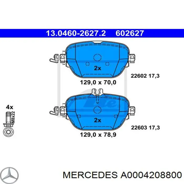 A0004208800 Mercedes sapatas do freio traseiras de disco