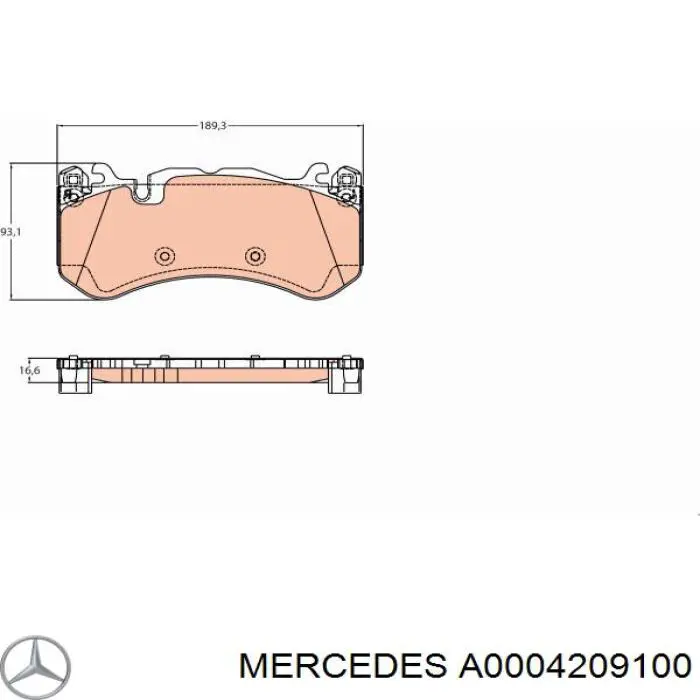 Передние тормозные колодки A0004209100 Mercedes