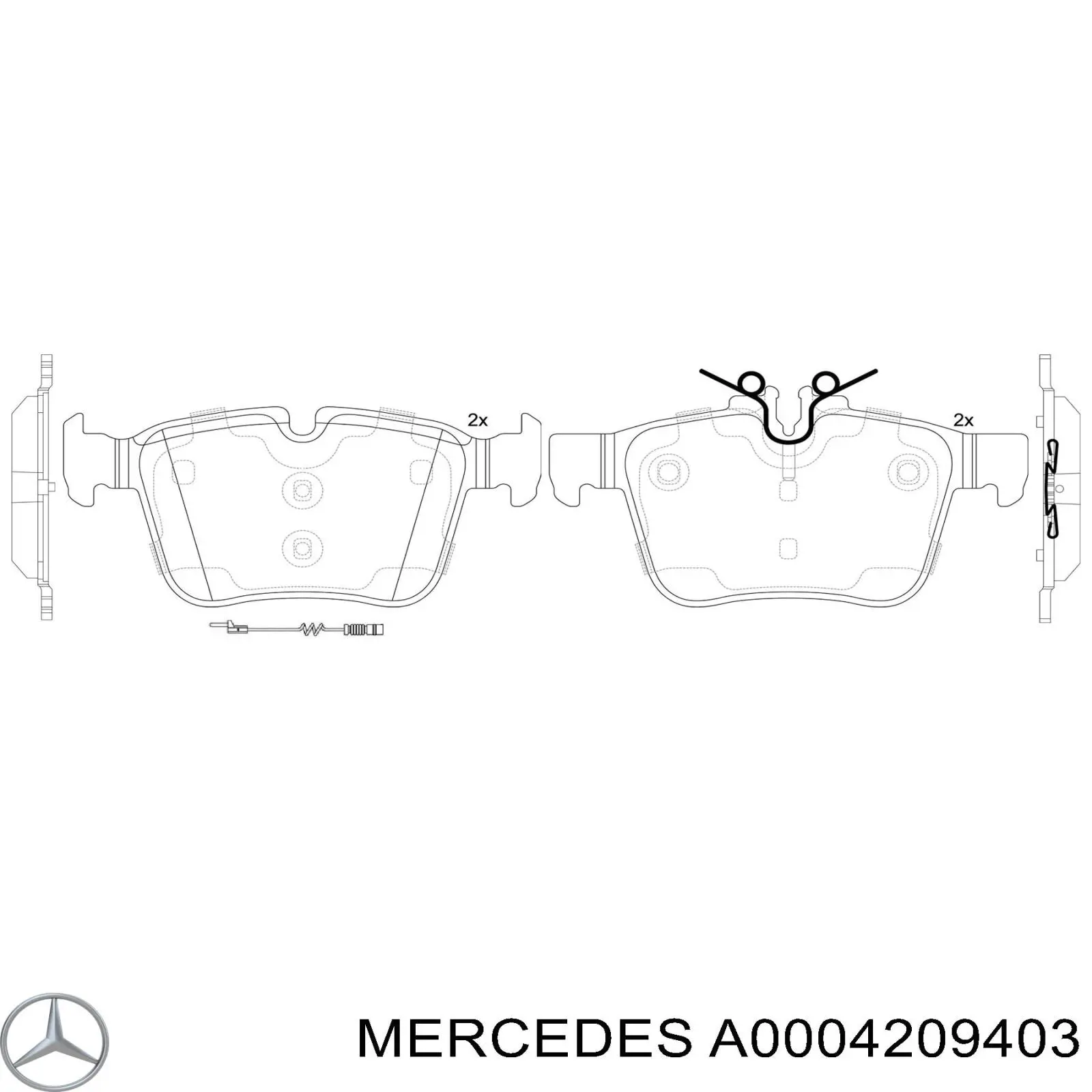 Колодки гальмові задні, дискові A0004209403 Mercedes