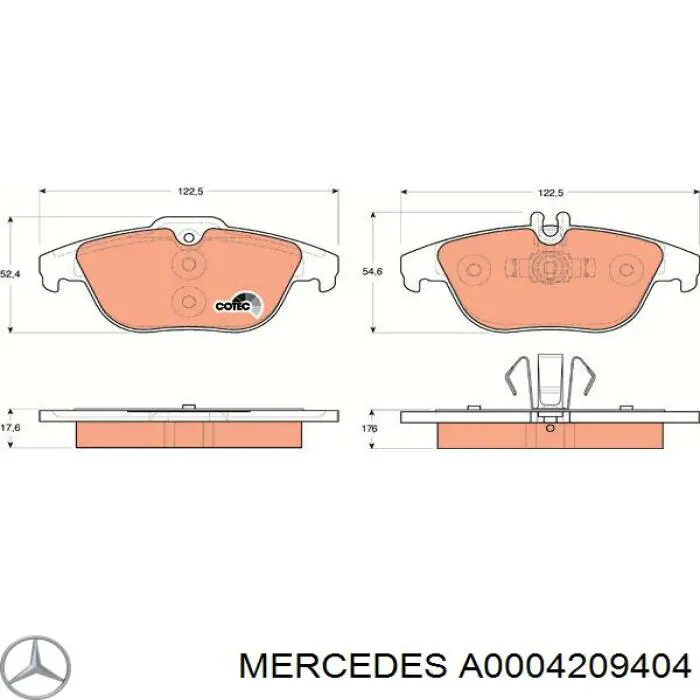 Купить A0004209404 Mercedes Колодки тормозные задние, дисковые