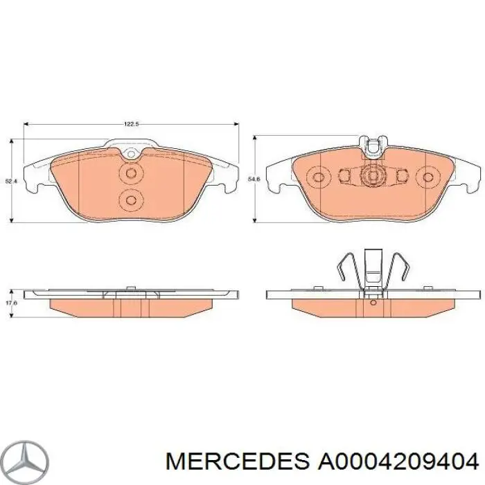 A0004209404 Mercedes Колодки тормозные дисковые комплект
