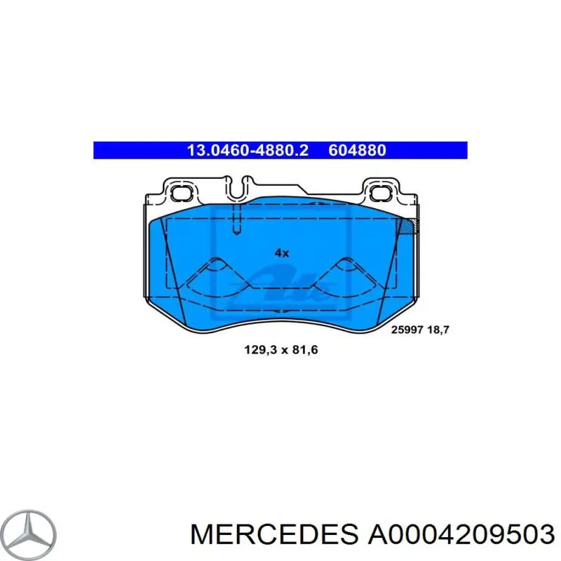 Колодки Mercedes A0004209503 цена, от 153.49 USD