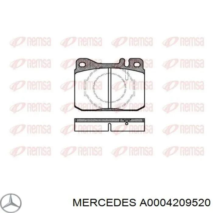 Передние тормозные колодки A0004209520 Mercedes