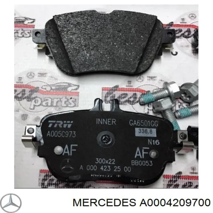 Купить A0004209700 Mercedes Колодки тормозные задние, дисковые