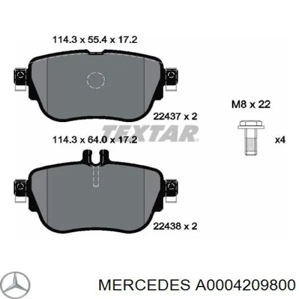 A0004209800 Mercedes sapatas do freio traseiras de disco