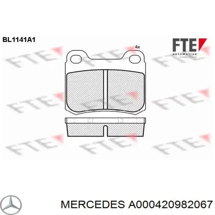Колодки дисковые  Mercedes A000420982067 цена, от 12.17 USD