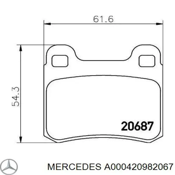 Купить A000420982067 Mercedes Колодки тормозные задние, дисковые