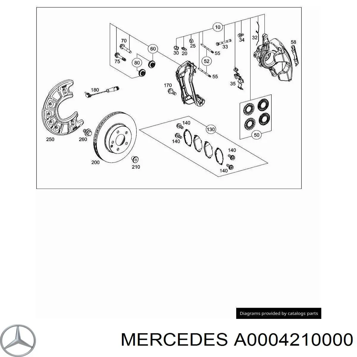 Купить A0004210000 Mercedes Ремкомплект переднего суппорта
